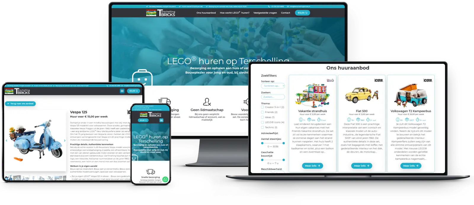 Website Terschelling Bricks, gebouwd door Lab-TS