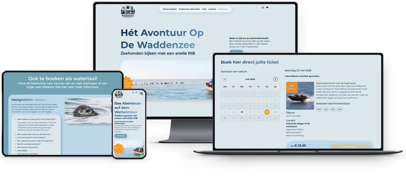 Website Wad Experience Terschelling, gebouwd door Lab-TS